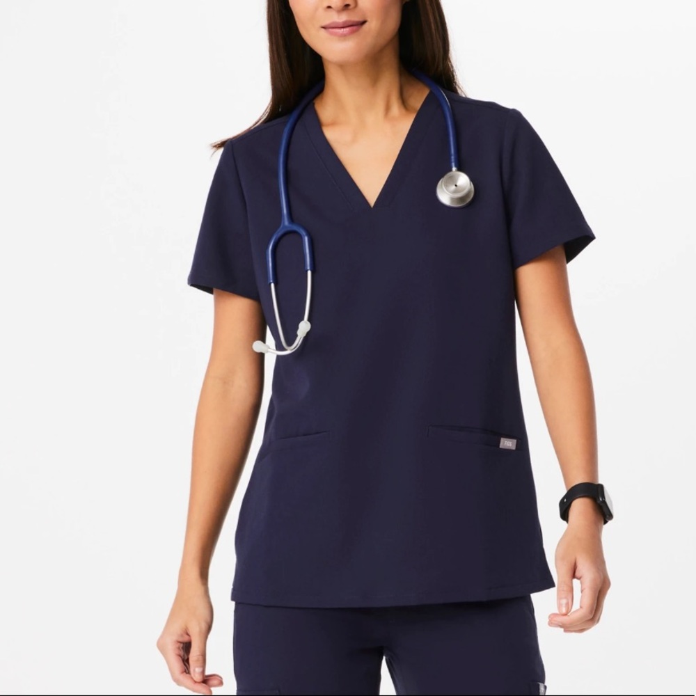 Small Figs navy blue Casma three-pocket scrub top